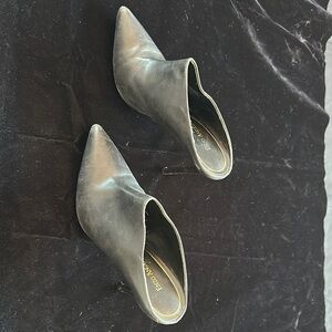 Enzo Angelina Black Leather Women's Booties Heels